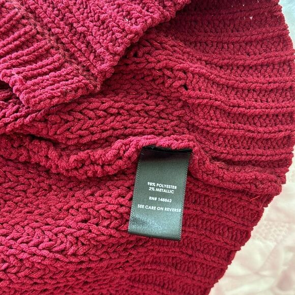 TORRID  Red Metallic Lurex Knit Cardigan Raspberry Open Long Sweater 1X - Picture 4 of 4